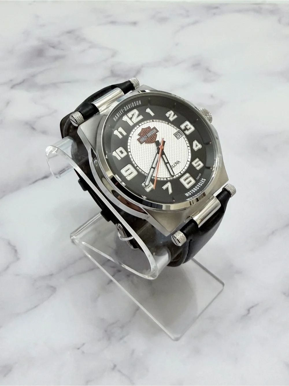 Bulova Harley-Davidson Men's Watch 43mm Stainless Steel Leather Strap 76B156